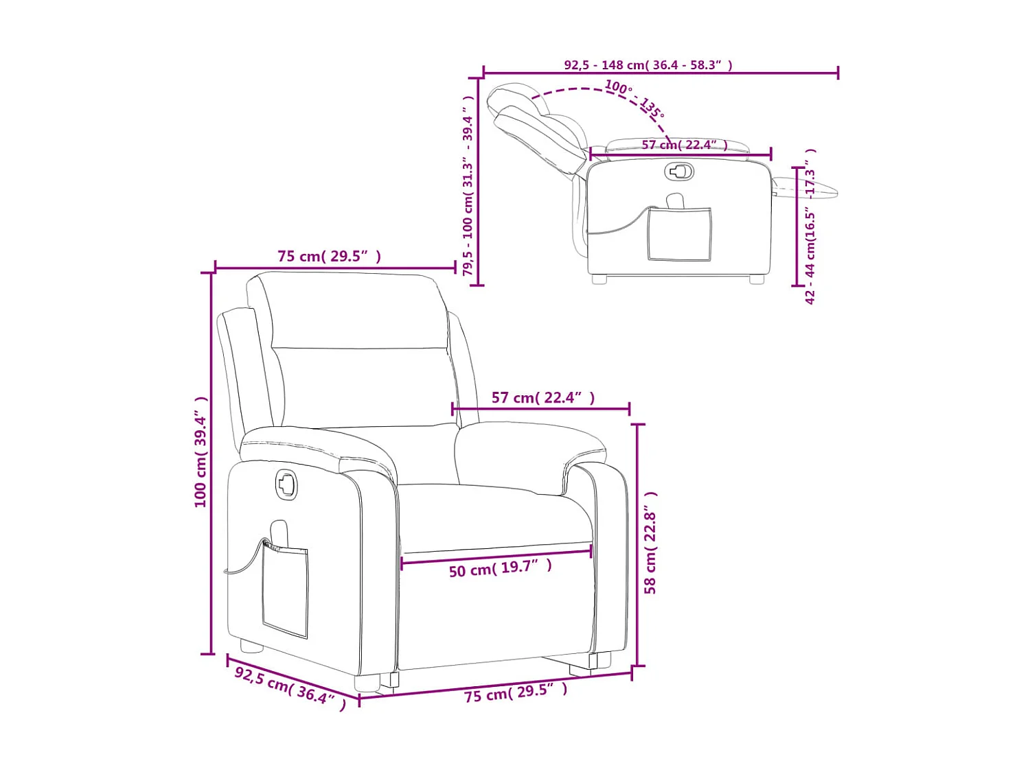 Fauteuil inclinable de massage Gris Similicuir