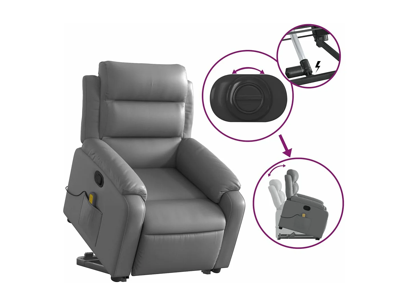 Fauteuil inclinable de massage Gris Similicuir