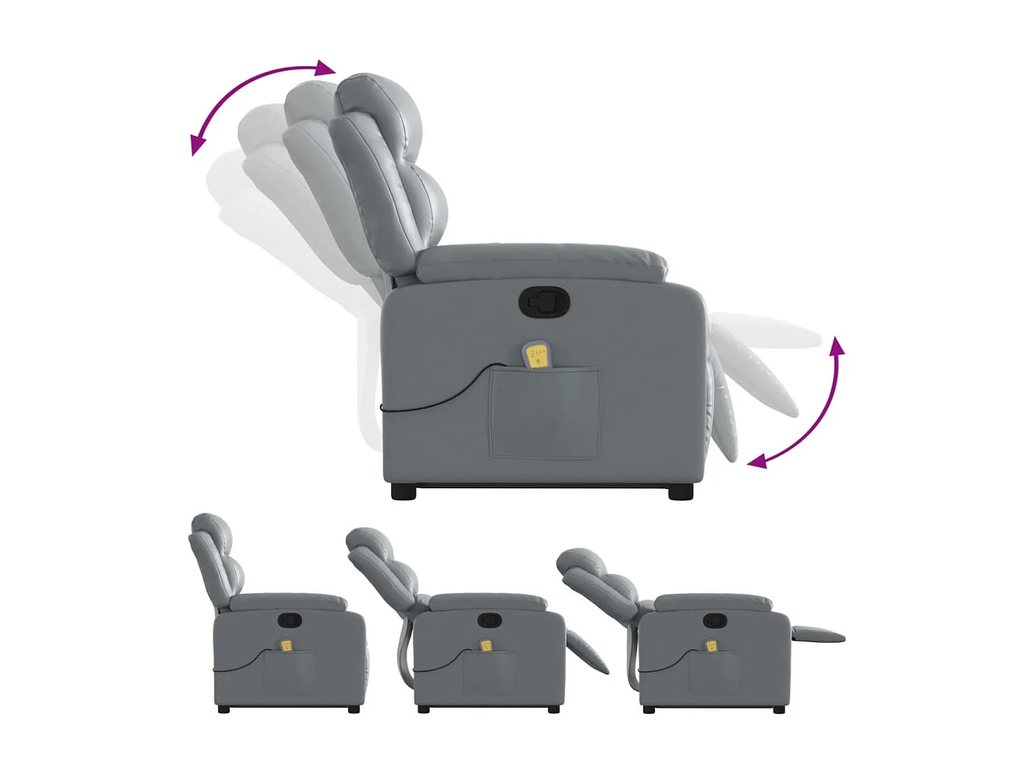 Fauteuil inclinable de massage Gris Similicuir