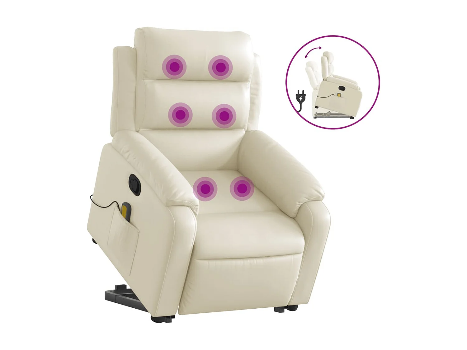 Massagesessel mit Aufstehhilfe Creme Kunstleder