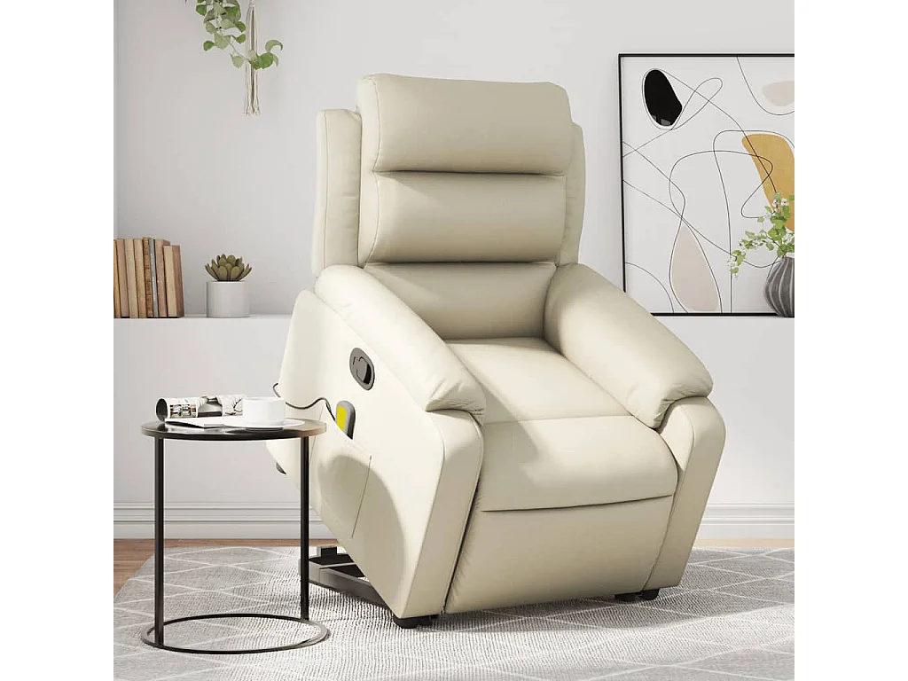 Massagesessel mit Aufstehhilfe Creme Kunstleder