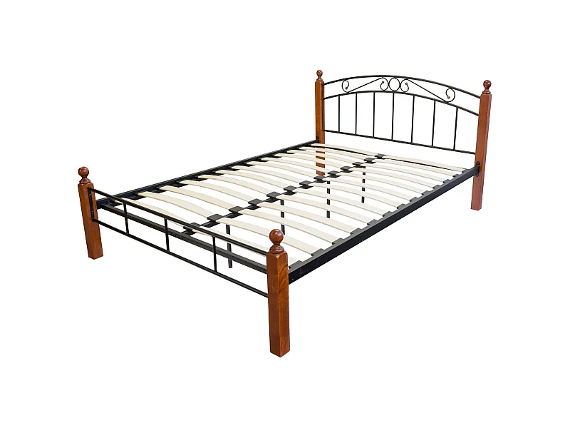 Lit adulte 2 personnes métal marron 215 x 145 x 91 cm LIT06026