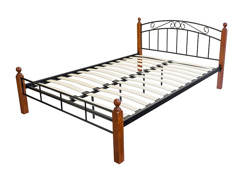 Lit adulte 2 personnes métal marron 215 x 145 x 91 cm LIT06026