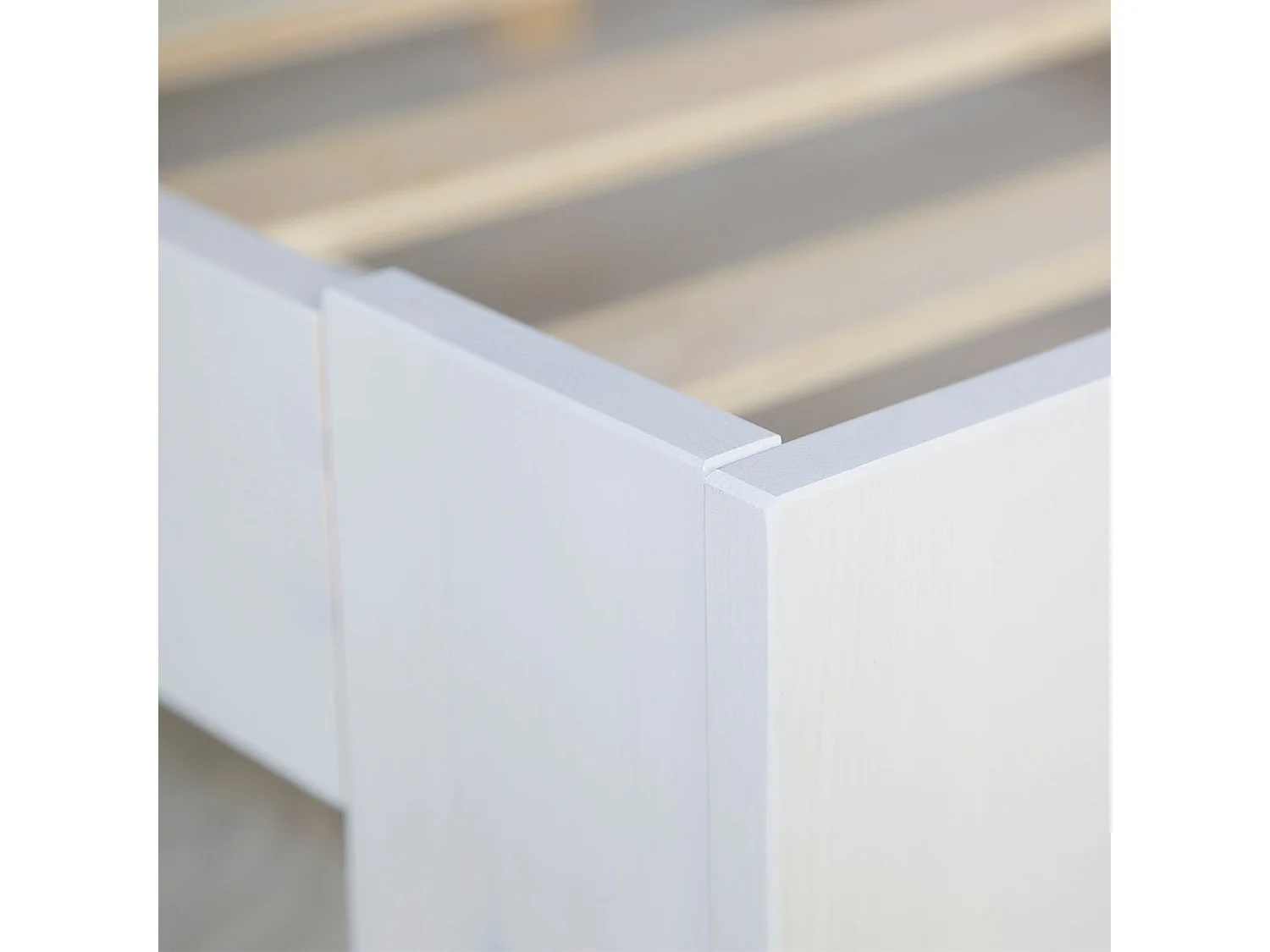 Lit double 2 personnes bois blanche 204 x 124 x 66 cm LIT06213