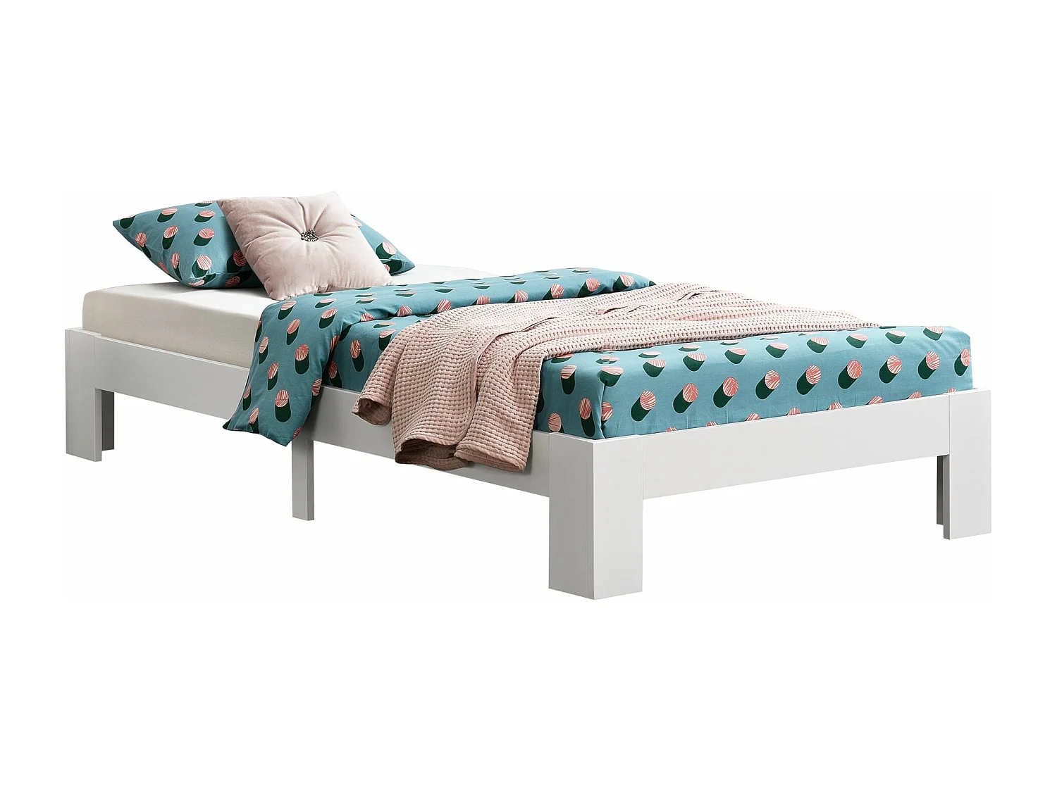 Lit pour adultes design bois blanche 204 x 124 x 30 cm 03_0004933