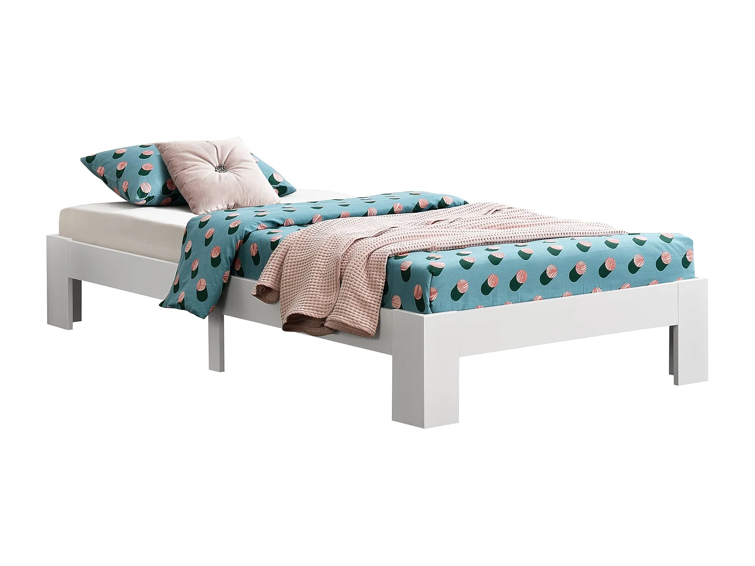 Lit pour adultes design bois blanche 204 x 124 x 30 cm 03_0004933