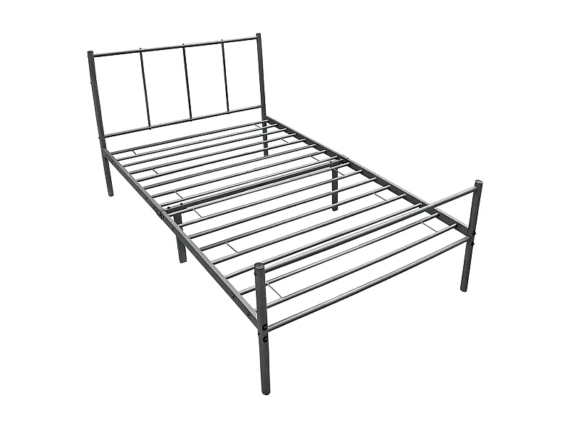 Lit simple une personne grise 209.5 x 91.5 x 81.5 cm 03_0004920