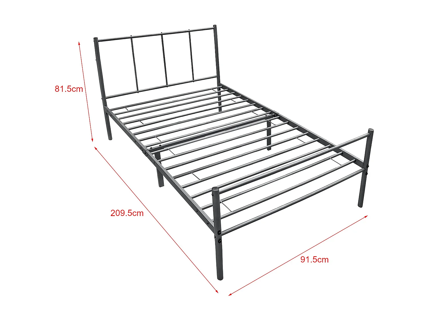 Lit simple une personne grise 209.5 x 91.5 x 81.5 cm 03_0004920