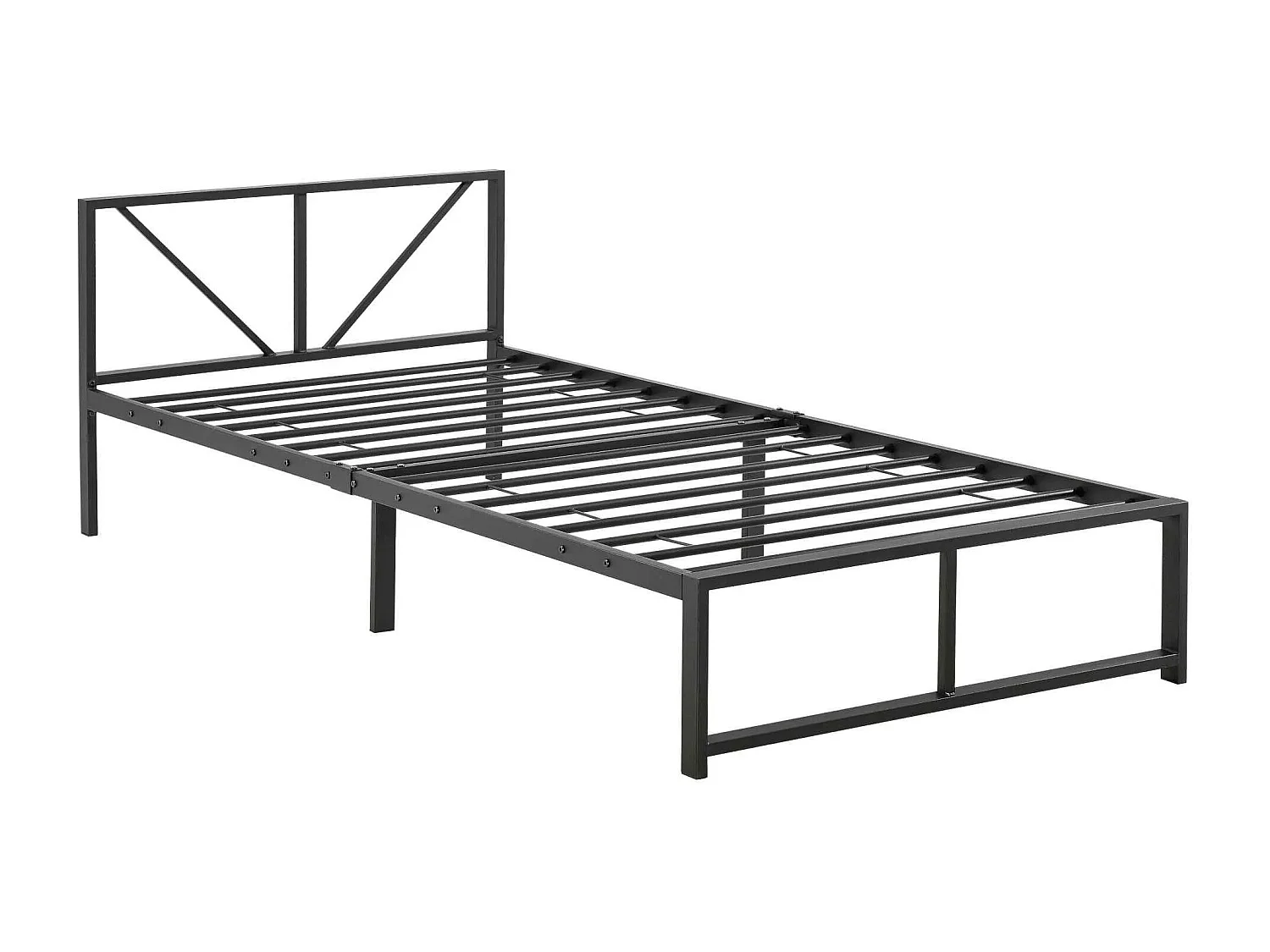 Lit simple une personne métal argentée 210 x 95 x 68 cm LIT03001