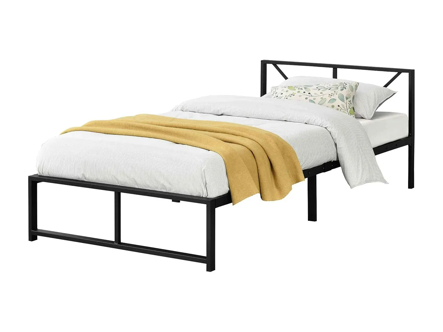 Lit simple une personne métal argentée 210 x 95 x 68 cm LIT03001