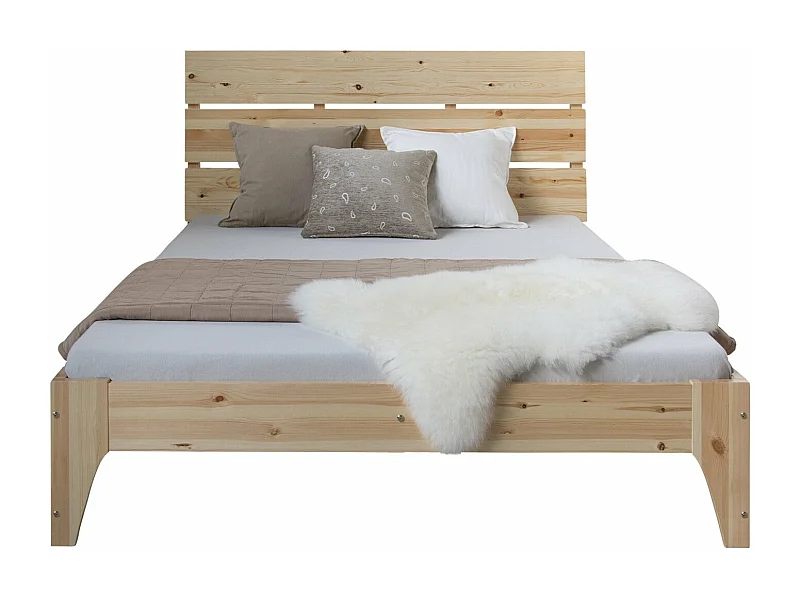 Lit adulte 2 personnes bois marron 145 x 209 x 102 cm LIT06167