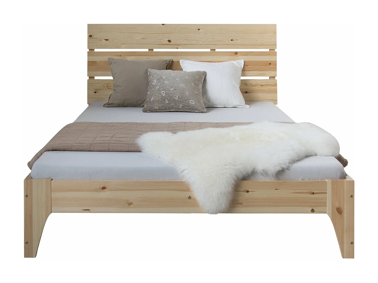 Lit adulte 2 personnes bois marron 145 x 209 x 102 cm LIT06167