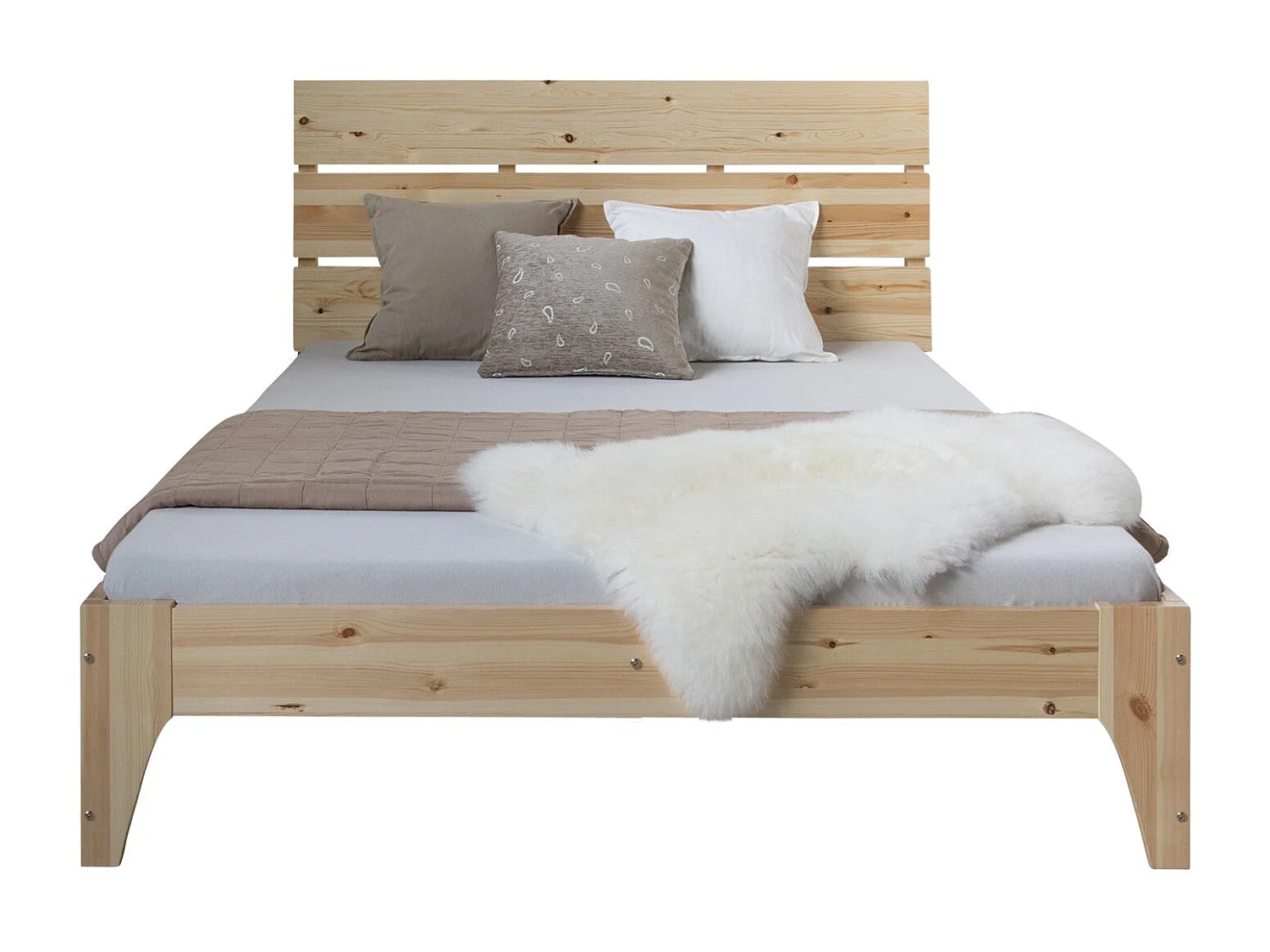 Lit adulte 2 personnes bois marron 145 x 209 x 102 cm LIT06167