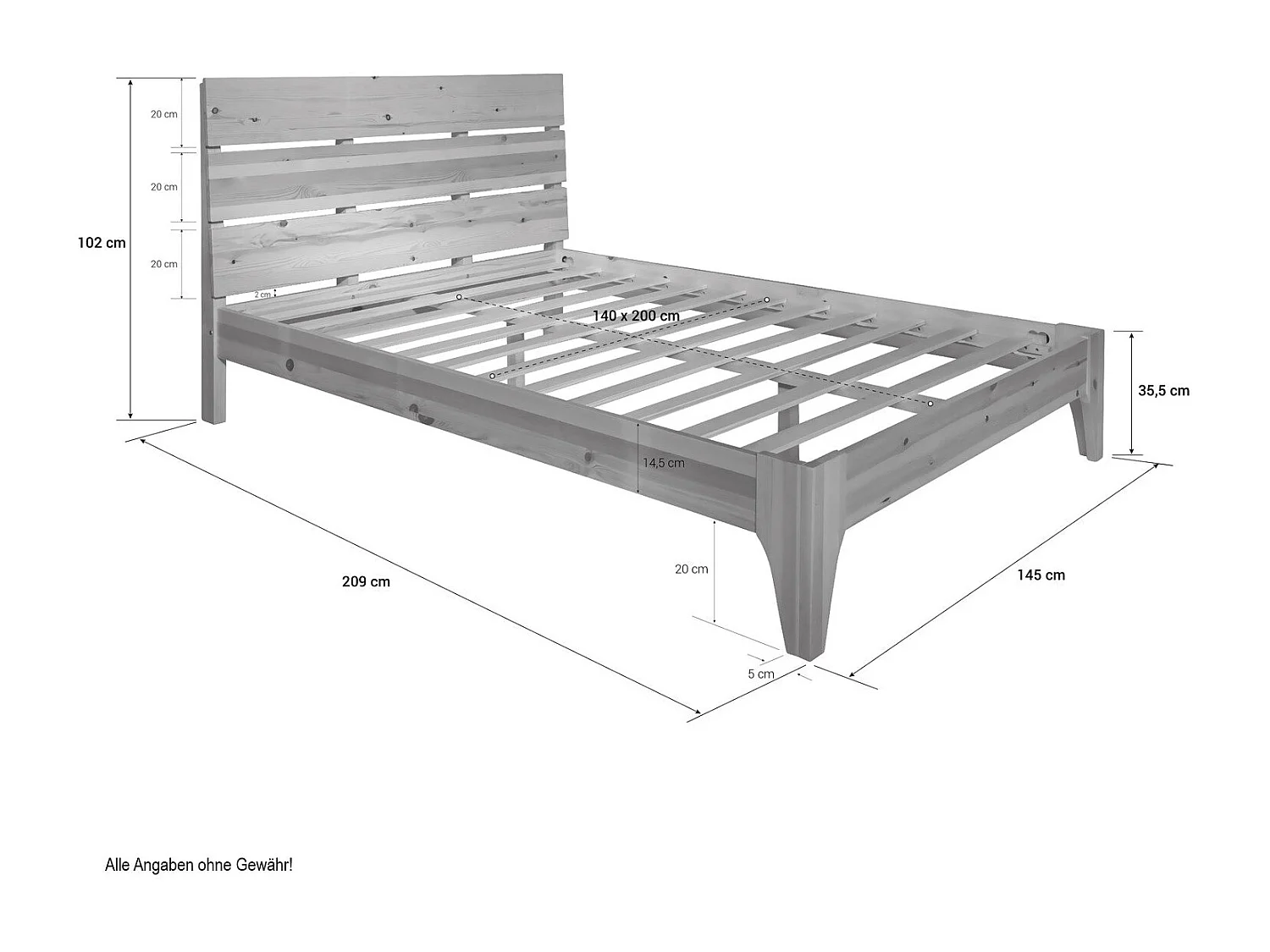 Lit adulte 2 personnes bois marron 145 x 209 x 102 cm LIT06167