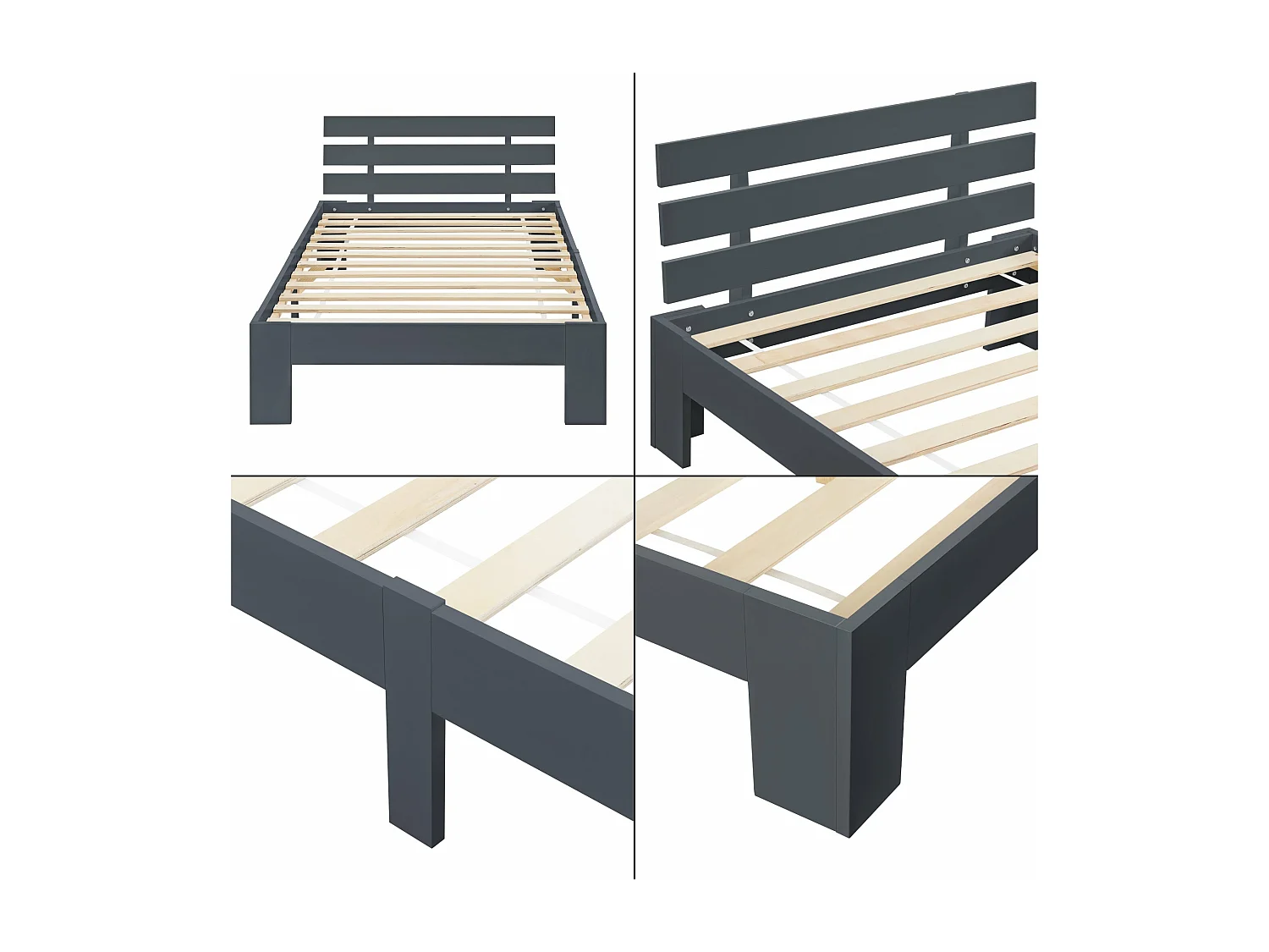 Cadre de lit avec bois marron 204 x 94 x 68 cm 03_0004745