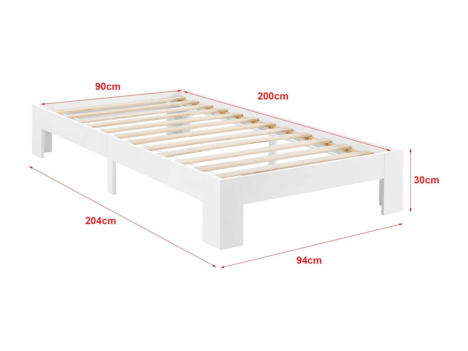 Lit une personne design bois blanche 204 x 94 x 30 cm 03_0004930