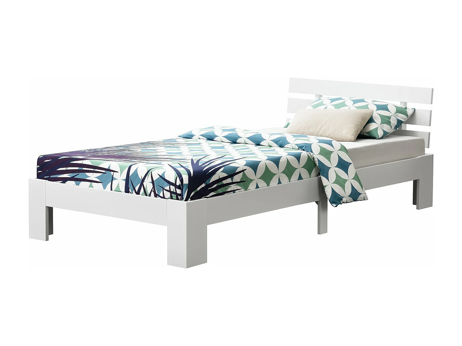 Cadre de lit pour bois blanche 204 x 124 x 68 cm 03_0004749