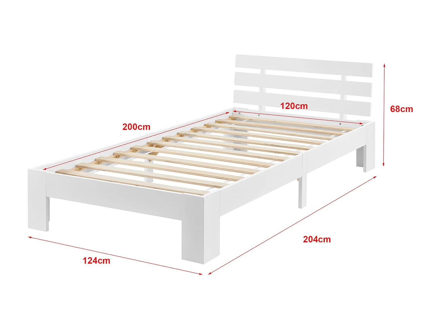 Cadre de lit pour bois blanche 204 x 124 x 68 cm 03_0004749