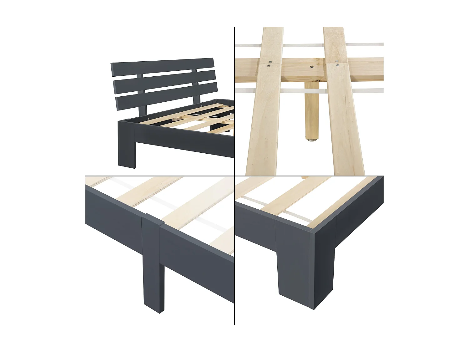 Cadre de lit pour bois marron 204 x 144 x 68 cm 03_0004748