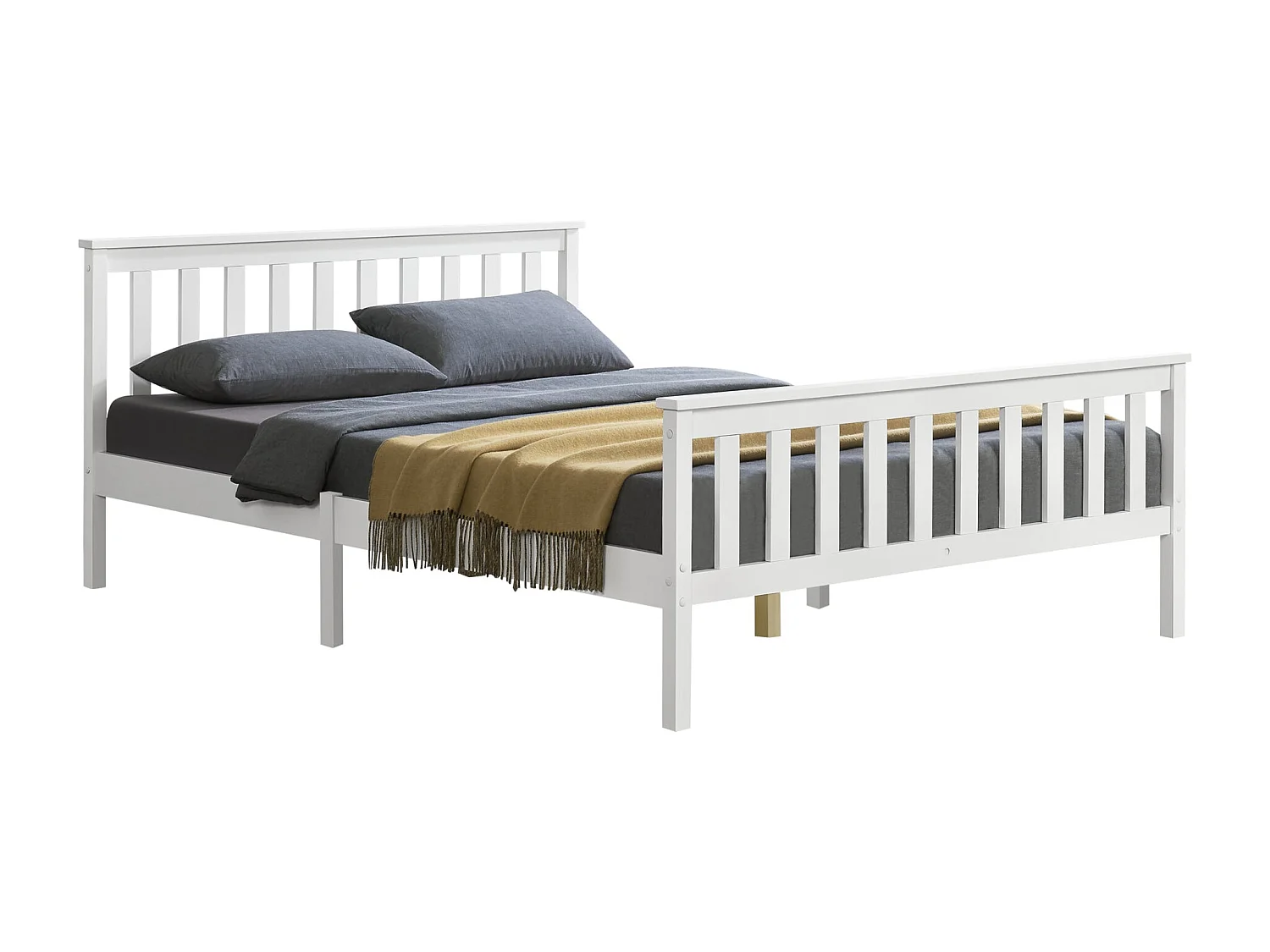 Lit pour adultes avec bois blanche 209 x 148 x 80 cm 03_0004767