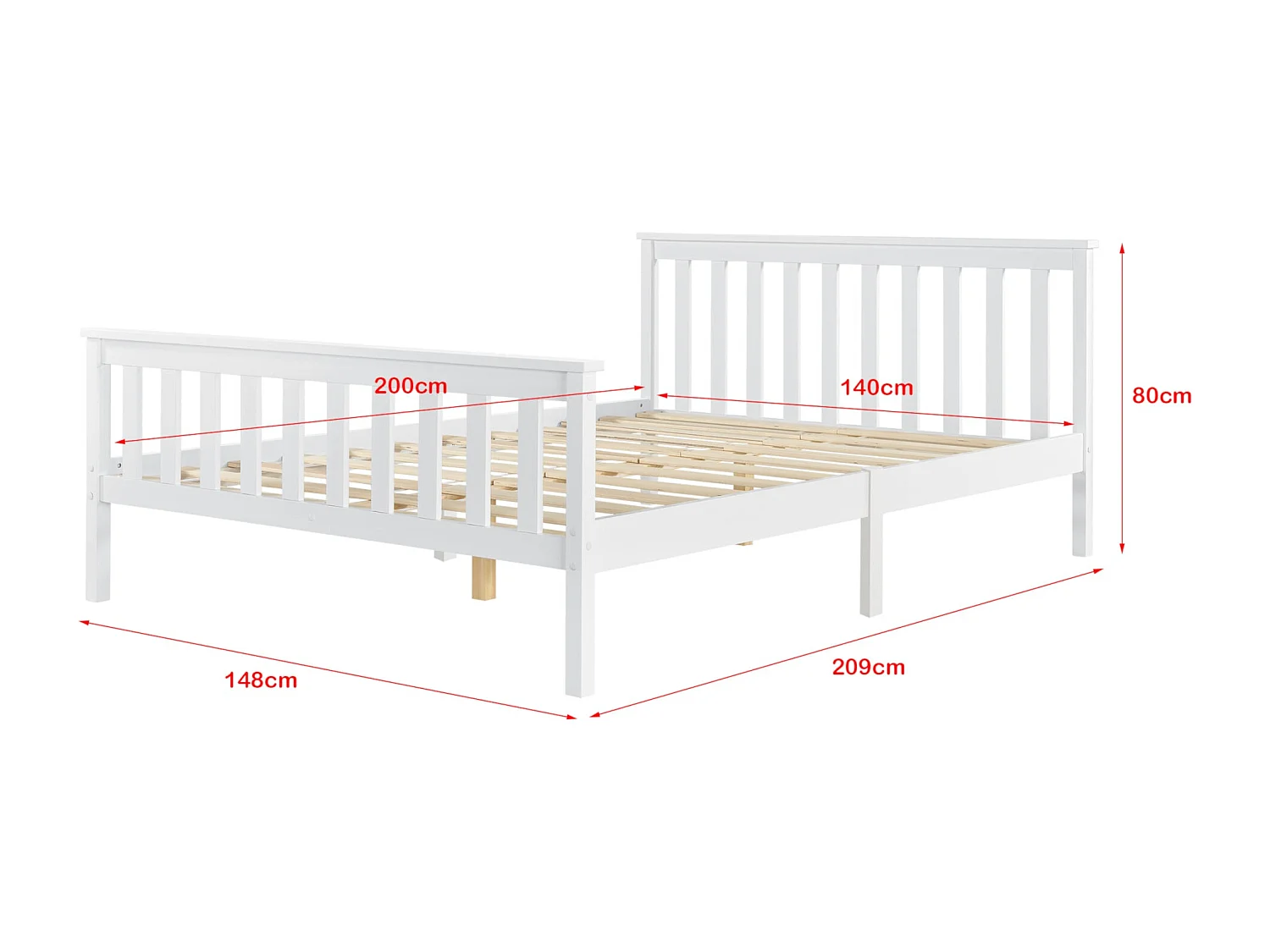 Lit pour adultes avec bois blanche 209 x 148 x 80 cm 03_0004767