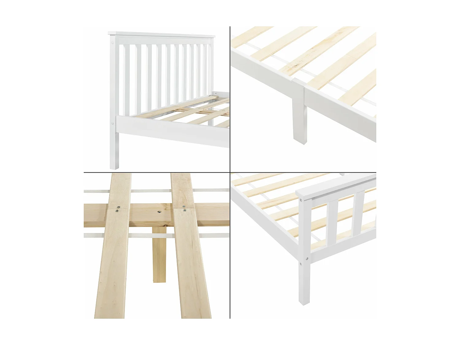 Lit pour adultes avec bois blanche 209 x 148 x 80 cm 03_0004767