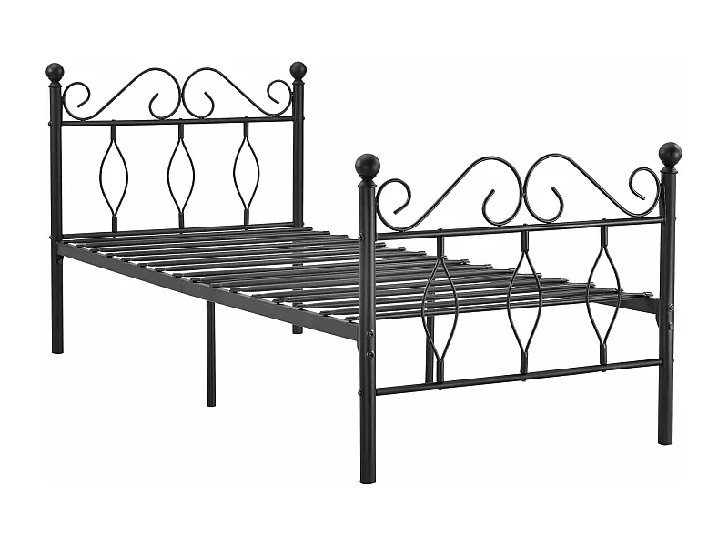 Lit simple une personne métal argentée 208.5 x 94.5 x 95.5 cm LIT03003