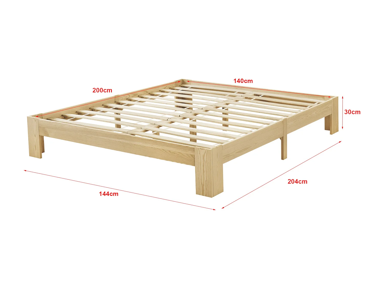 Lit double design simple bois marron 204 x 144 x 30 cm 03_0004922