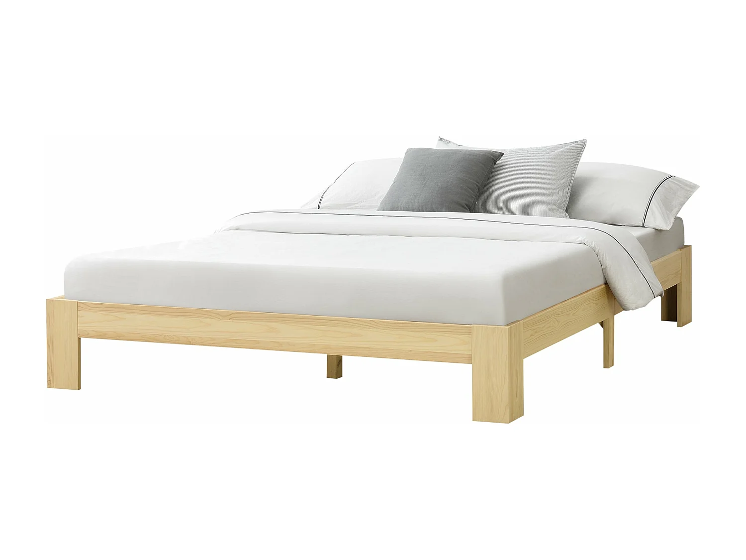 Lit double design simple bois marron 204 x 144 x 30 cm 03_0004922