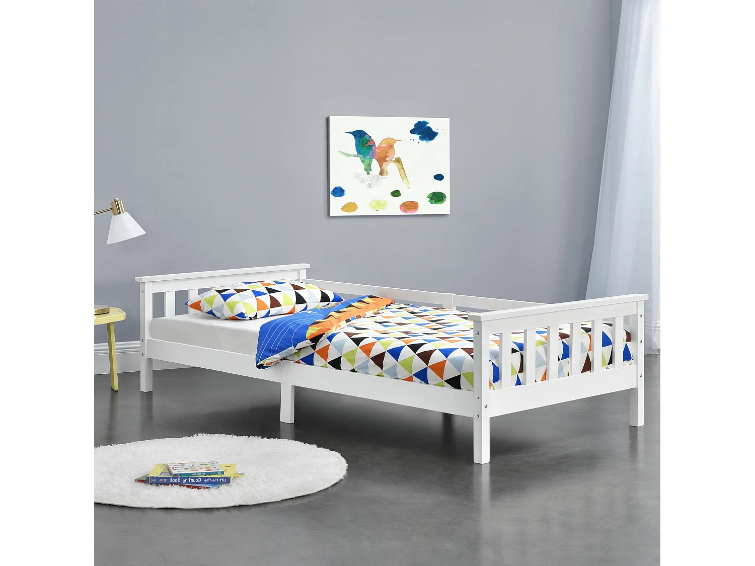 Lit pour enfant avec bois blanche 209 x 100 x 52 cm 03_0005443