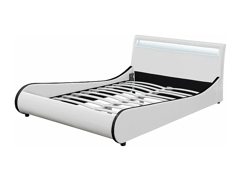 Lit double 2 personnes cuir blanche 221 x 149 x 83 cm 03_0005323