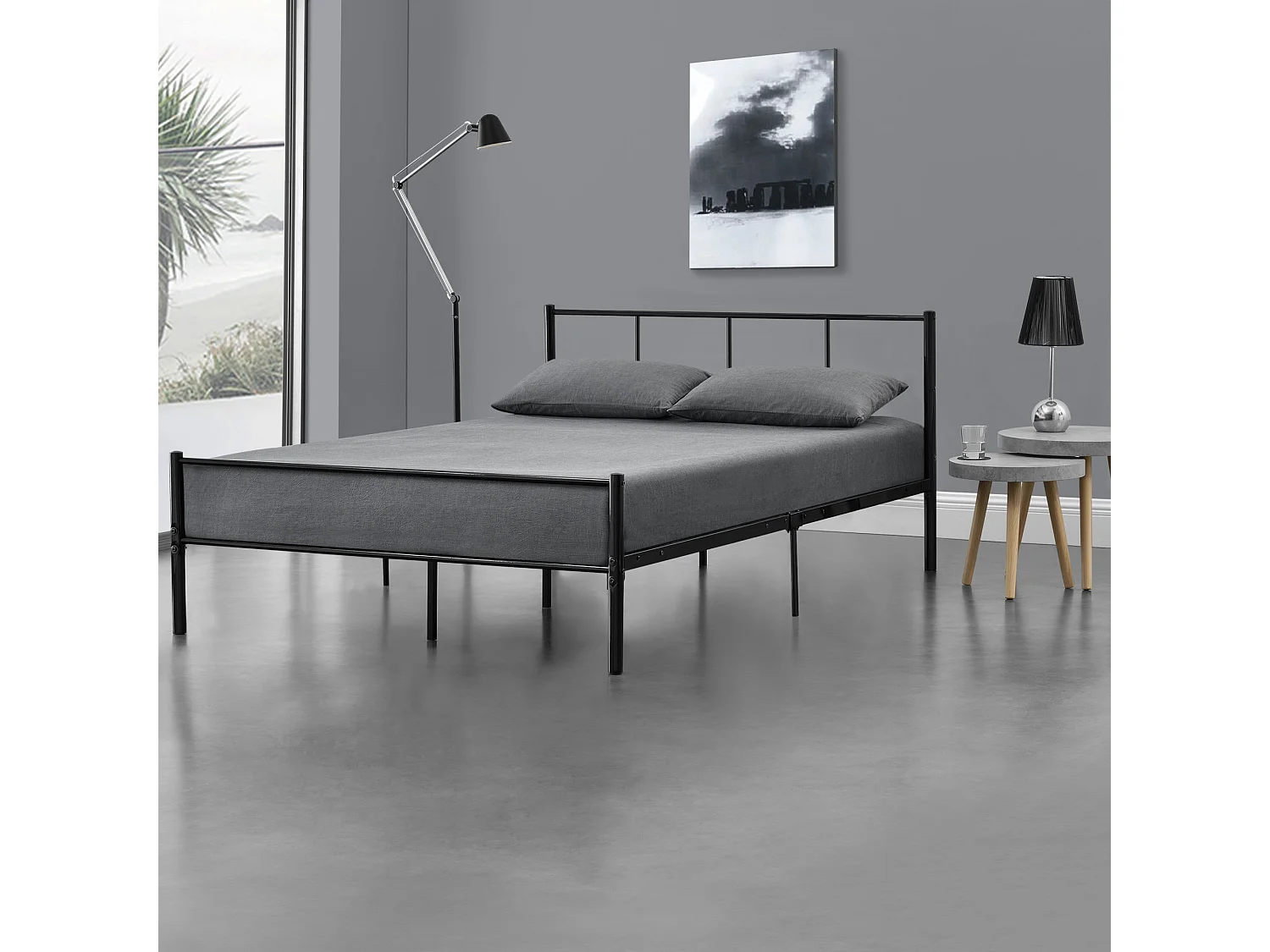 Lit pour adultes en argentée 209.5 x 141.5 x 81.5 cm 03_0002693