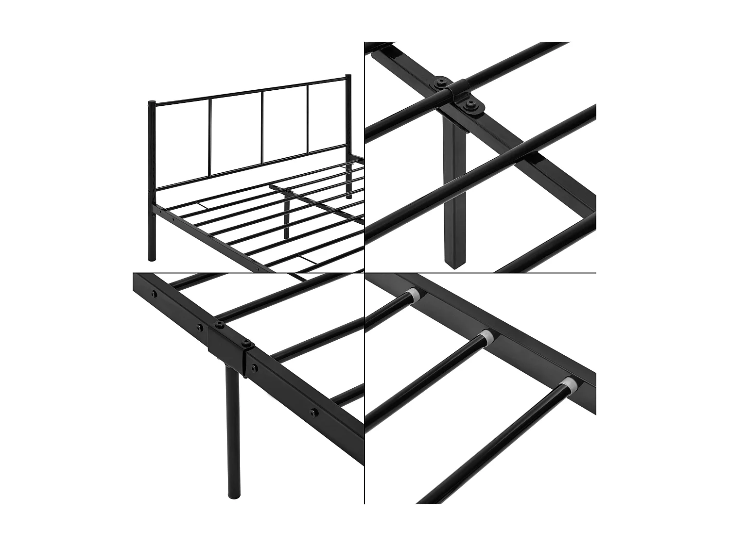 Lit pour adultes en argentée 209.5 x 141.5 x 81.5 cm 03_0002693