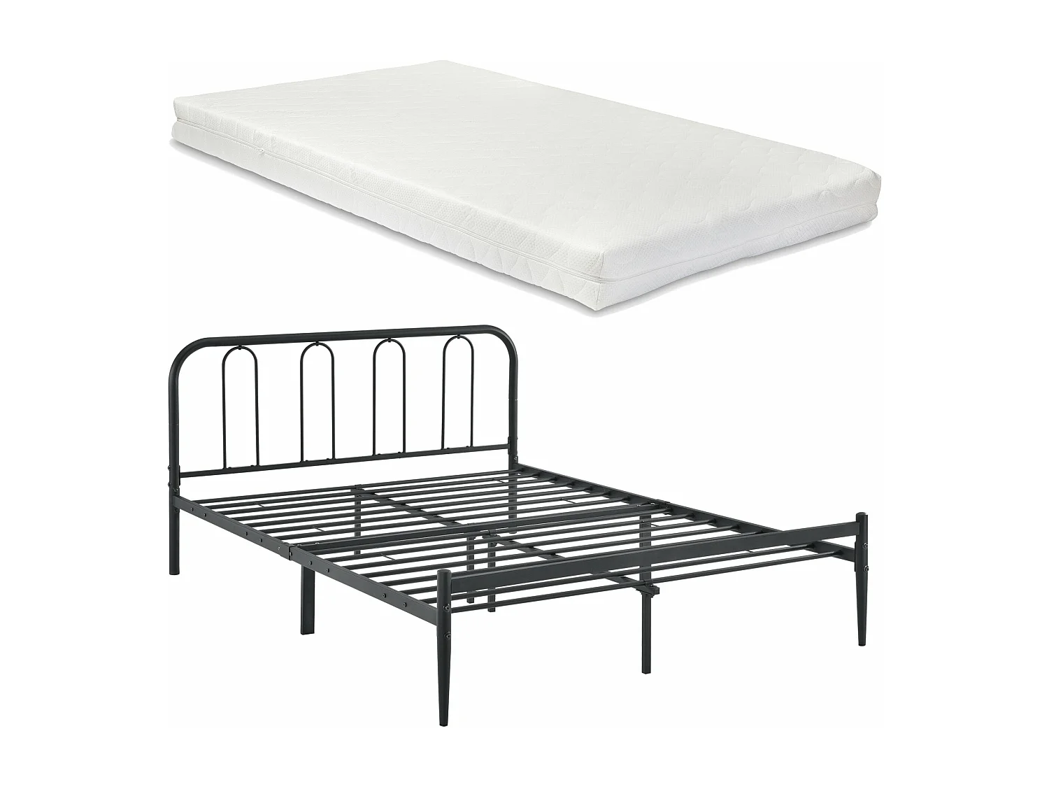 Cadre de lit métal métal argentée 210 x 165 x 88 cm 03_0004897