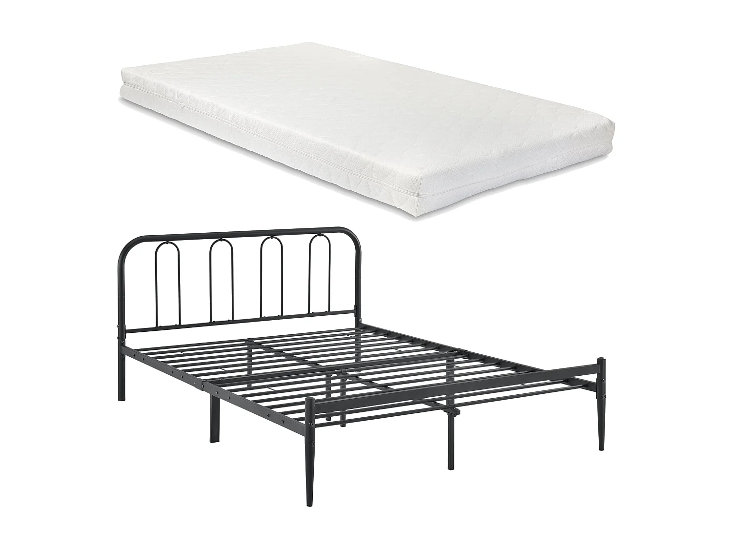 Cadre de lit métal métal argentée 210 x 165 x 88 cm 03_0004897