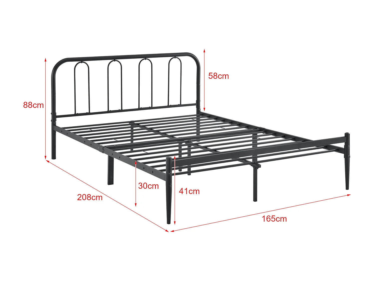 Cadre de lit métal métal argentée 210 x 165 x 88 cm 03_0004897