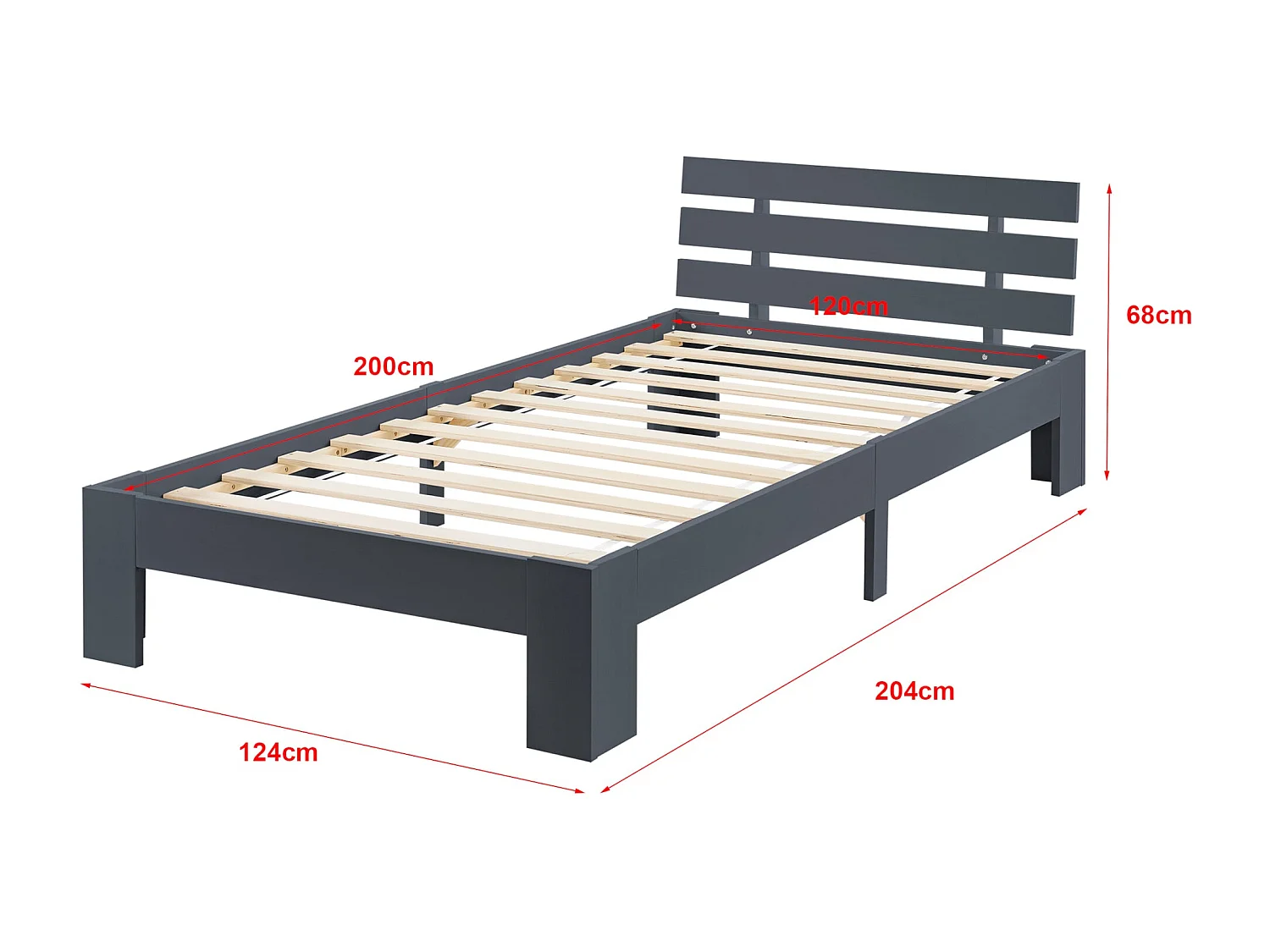 Cadre de lit pour bois marron 204 x 124 x 68 cm 03_0004751