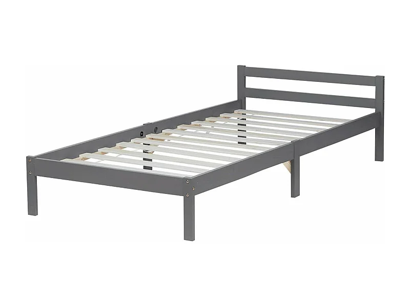 Lit simple 1 personne bois marron 206 x 96 x 50 cm LIT06217