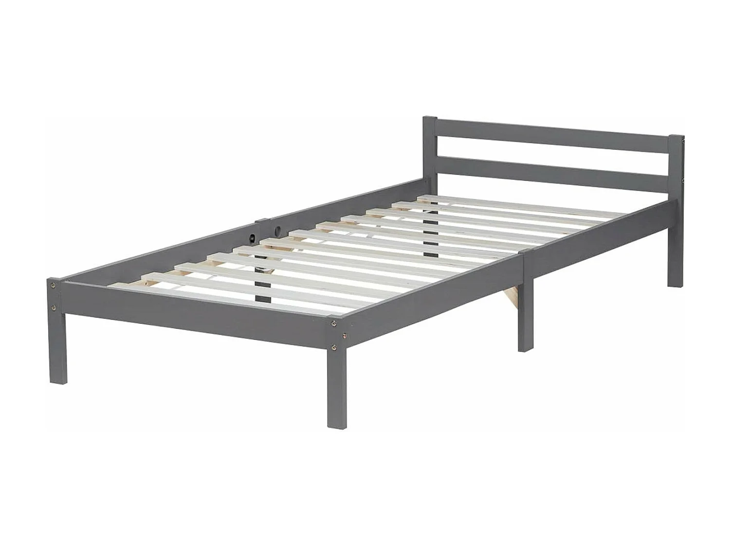 Lit simple 1 personne bois marron 206 x 96 x 50 cm LIT06217