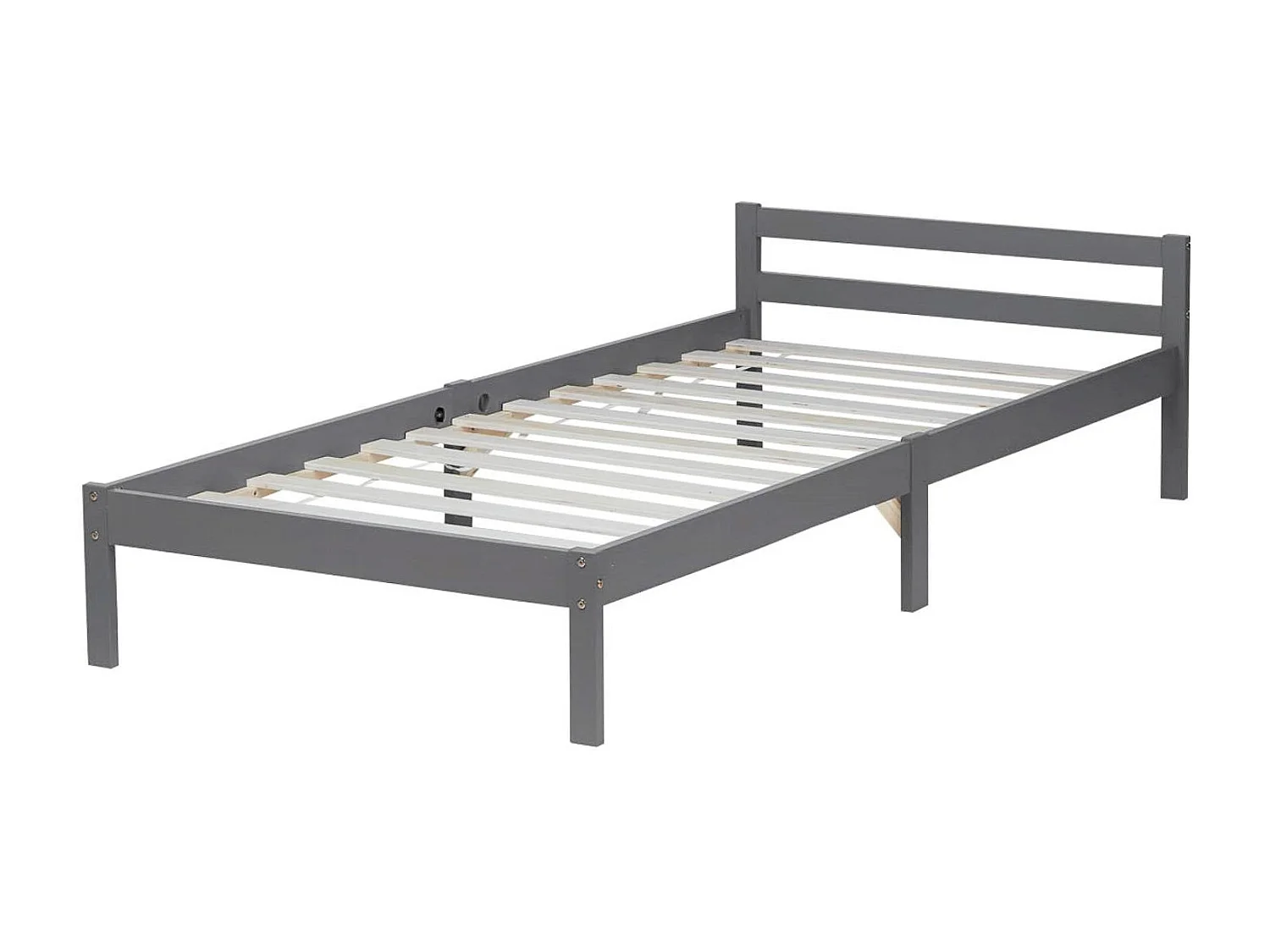 Lit simple 1 personne bois marron 206 x 96 x 50 cm LIT06217