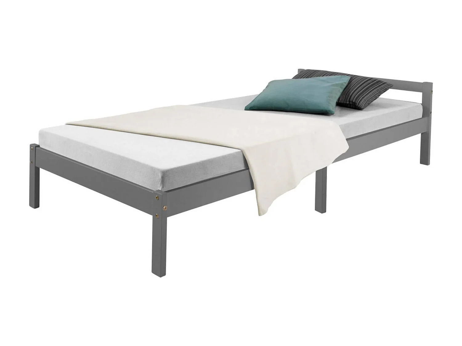 Lit simple 1 personne bois marron 206 x 96 x 50 cm LIT06217