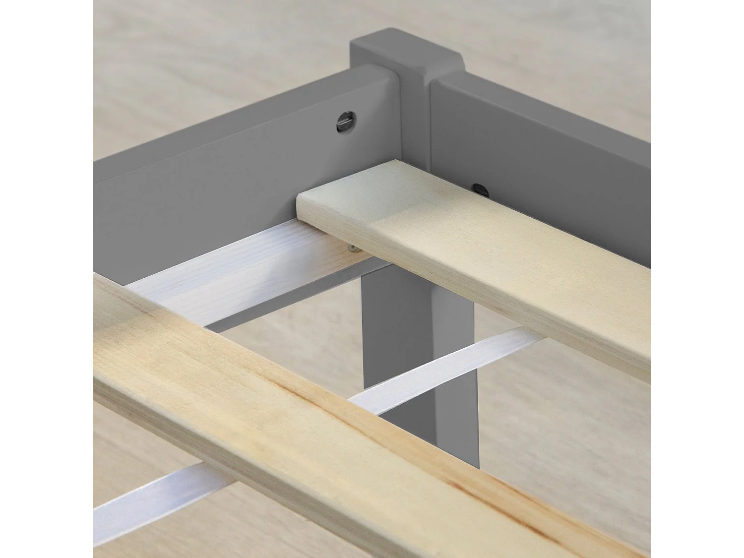 Lit simple 1 personne bois marron 206 x 96 x 50 cm LIT06217