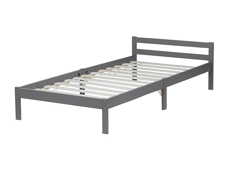 Lit simple 1 personne bois marron 206 x 96 x 50 cm LIT06217