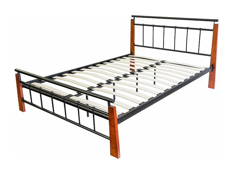 Lit adulte 2 personnes métal marron 215 x 165 x 90 cm LIT06030