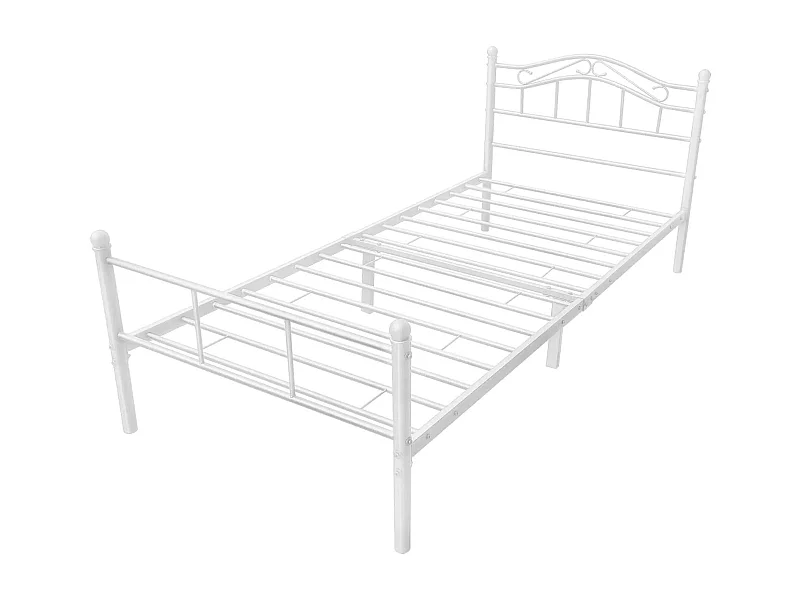 Lit simple en métal métal blanche 208 x 96 x 84 cm 03_0002727