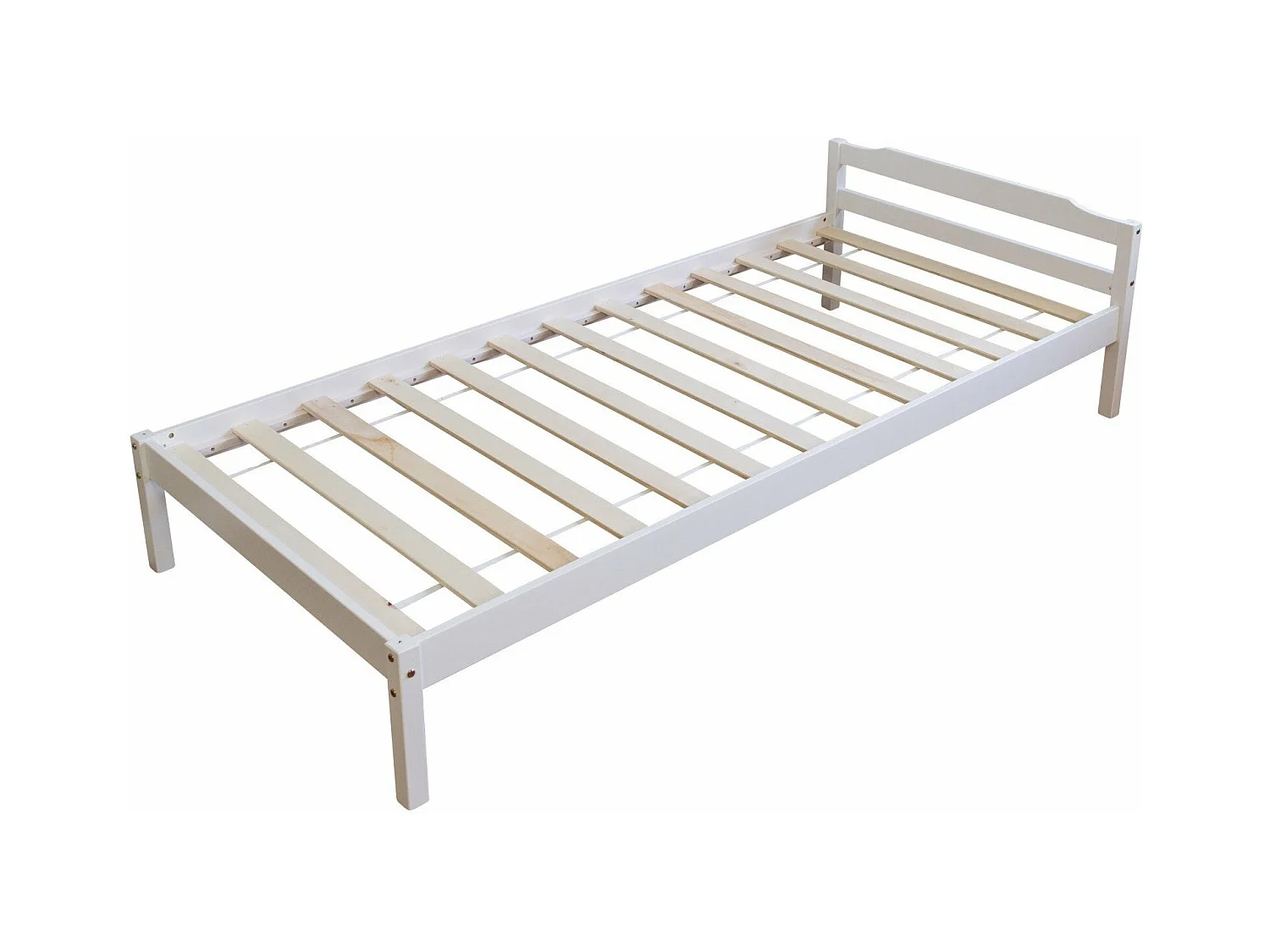 Lit simple 1 personne bois blanche 206 x 96 x 61 cm LIT06085