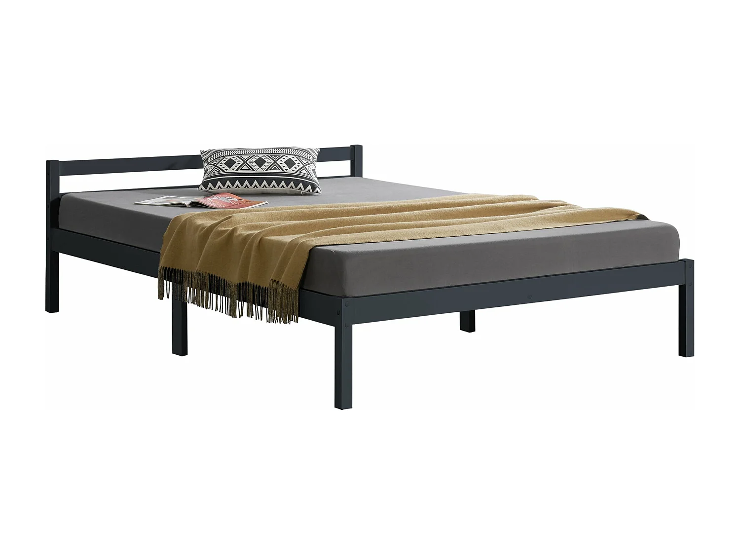 Lit pour adultes design bois marron 206 x 146 x 50 cm 03_0004965