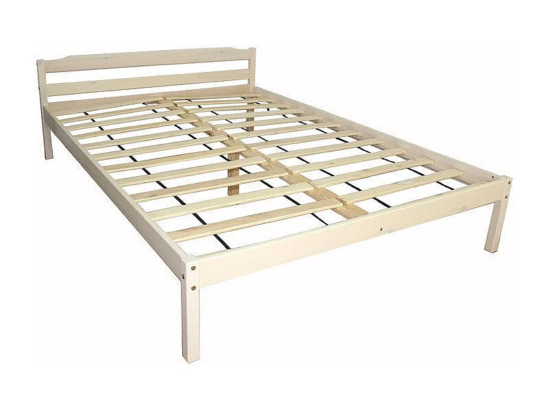 Lit adulte 2 personnes bois blanche 146 x 206 x 33 cm LIT06020