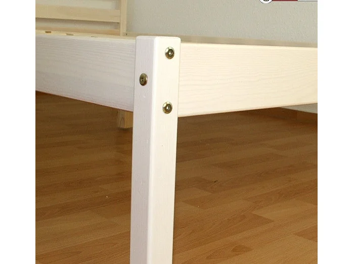 Lit adulte 2 personnes bois blanche 146 x 206 x 33 cm LIT06020