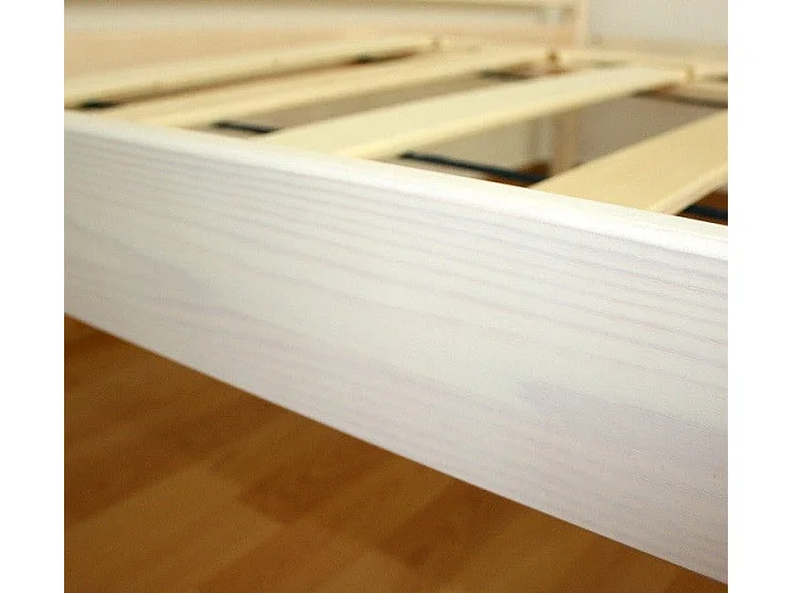 Lit adulte 2 personnes bois blanche 146 x 206 x 33 cm LIT06020